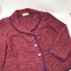St John Collection Boucle knit jacket size 14 burgundy